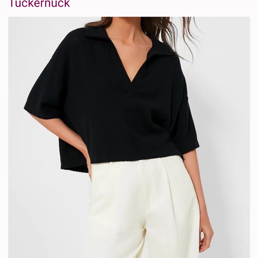 Tuckernuck Black Pointelle Gia Polo